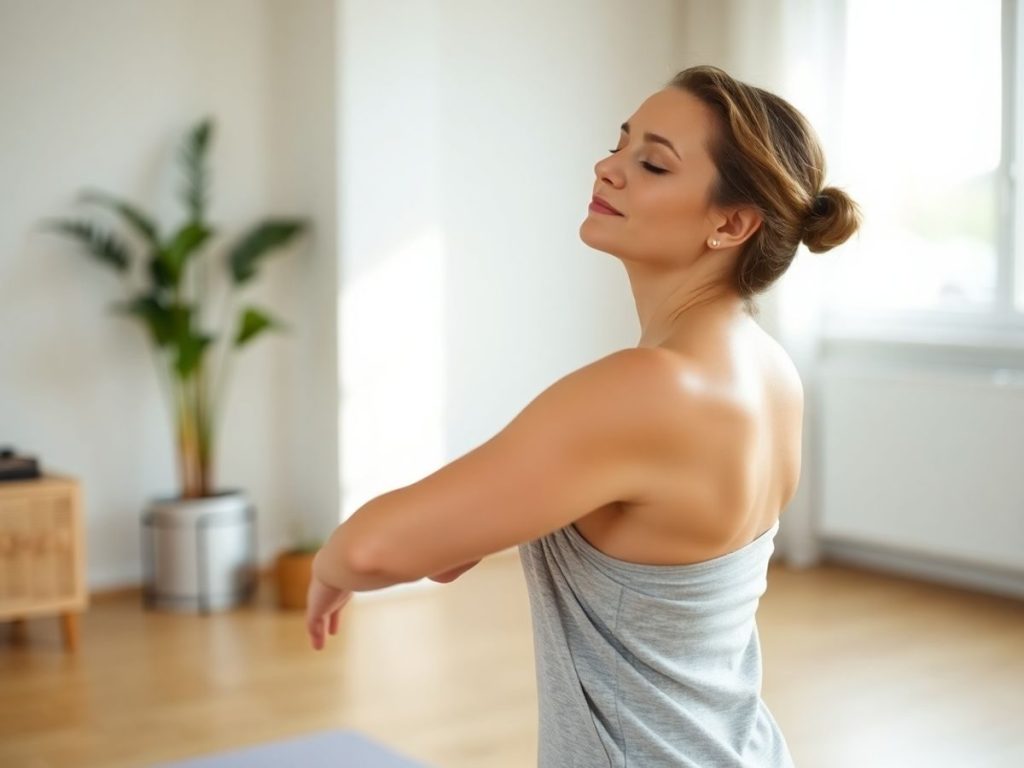 Femeie practicând yoga acasă, zen