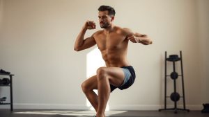 FitnessWorld 27 Persoană făcând genuflexiuni acasă